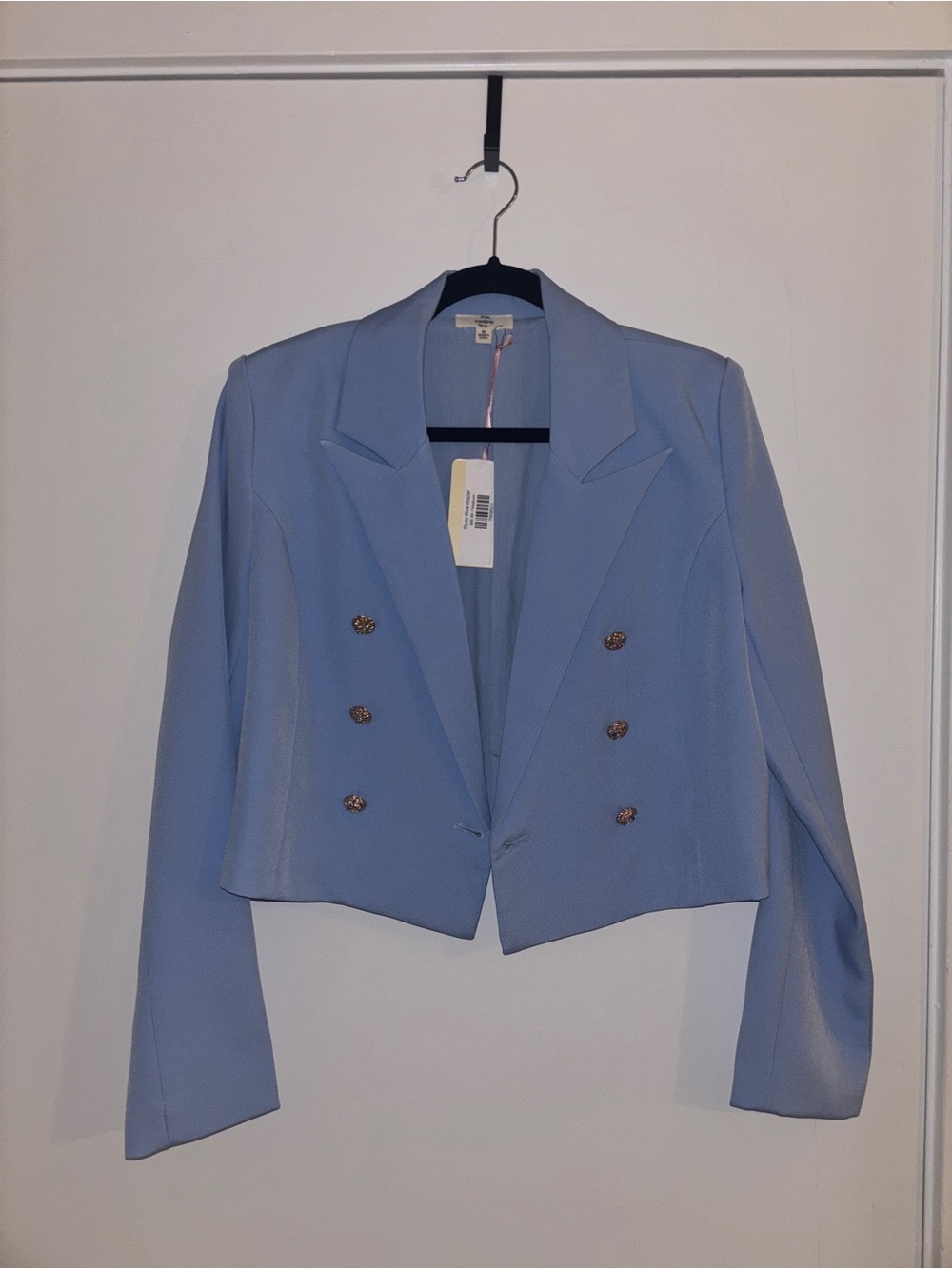 entro Light Blue Cropped Double-Breasted Blazer